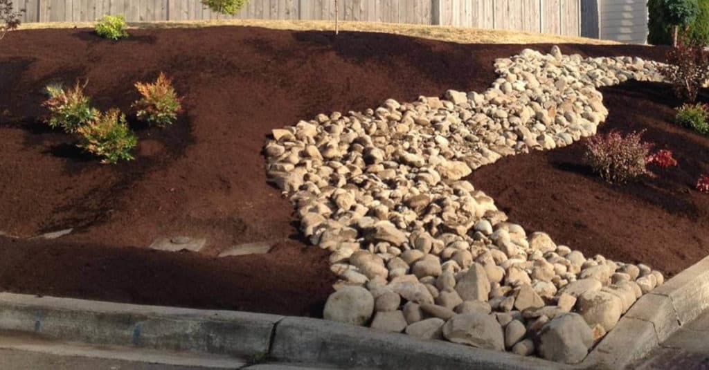 Dry river bed on a hill.