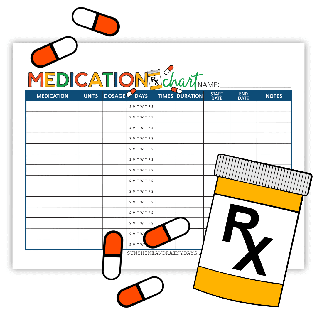 Supplement and Medication Chart Printables Sunshine and Rainy Days