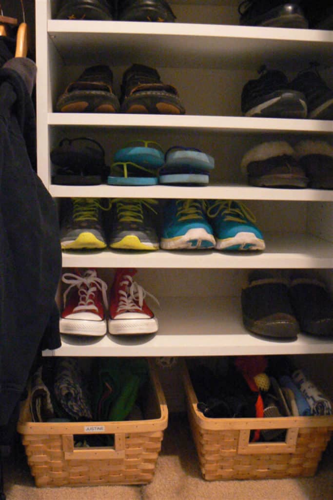 Organize your coat closet by category and person so each family member can easily find what they're looking for.