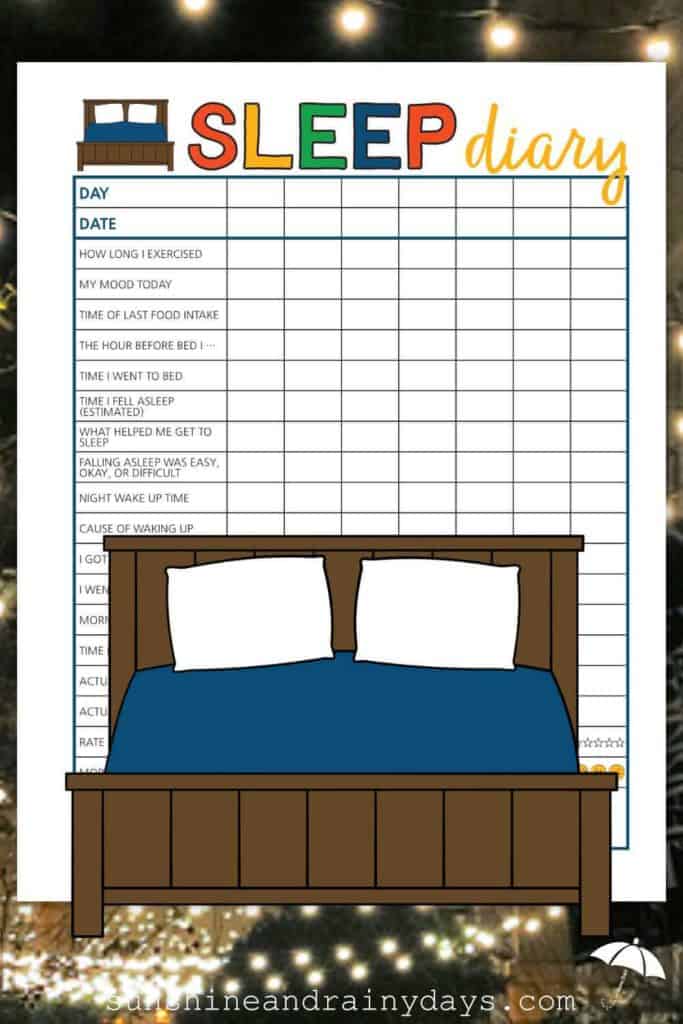 Sleep Diary A Printable To Record Your Sleep Patterns Sunshine and