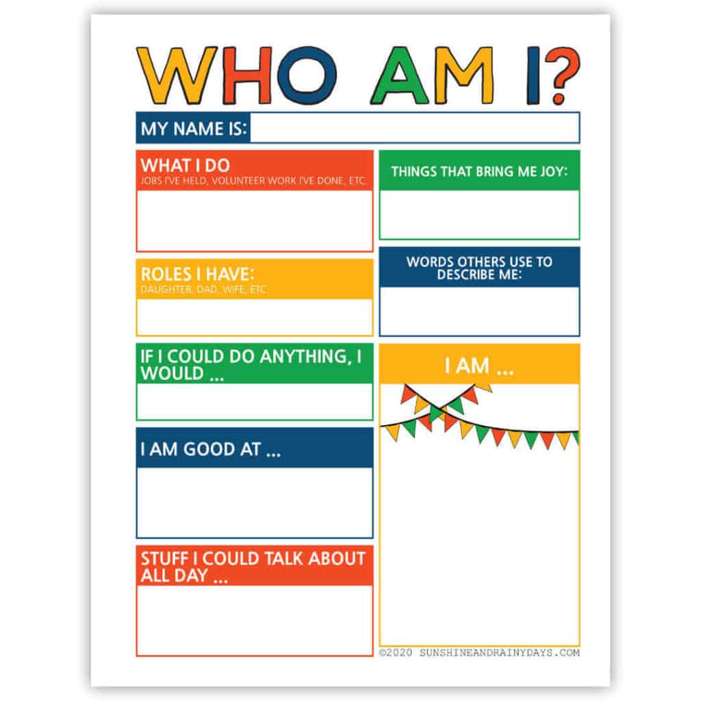 Who Am I? (worksheet) - Sunshine and Rainy Days Within Who Am I Worksheet