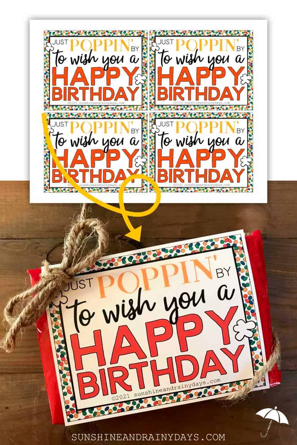 Happy Birthday Microwave Popcorn Tag - Sunshine and Rainy Days