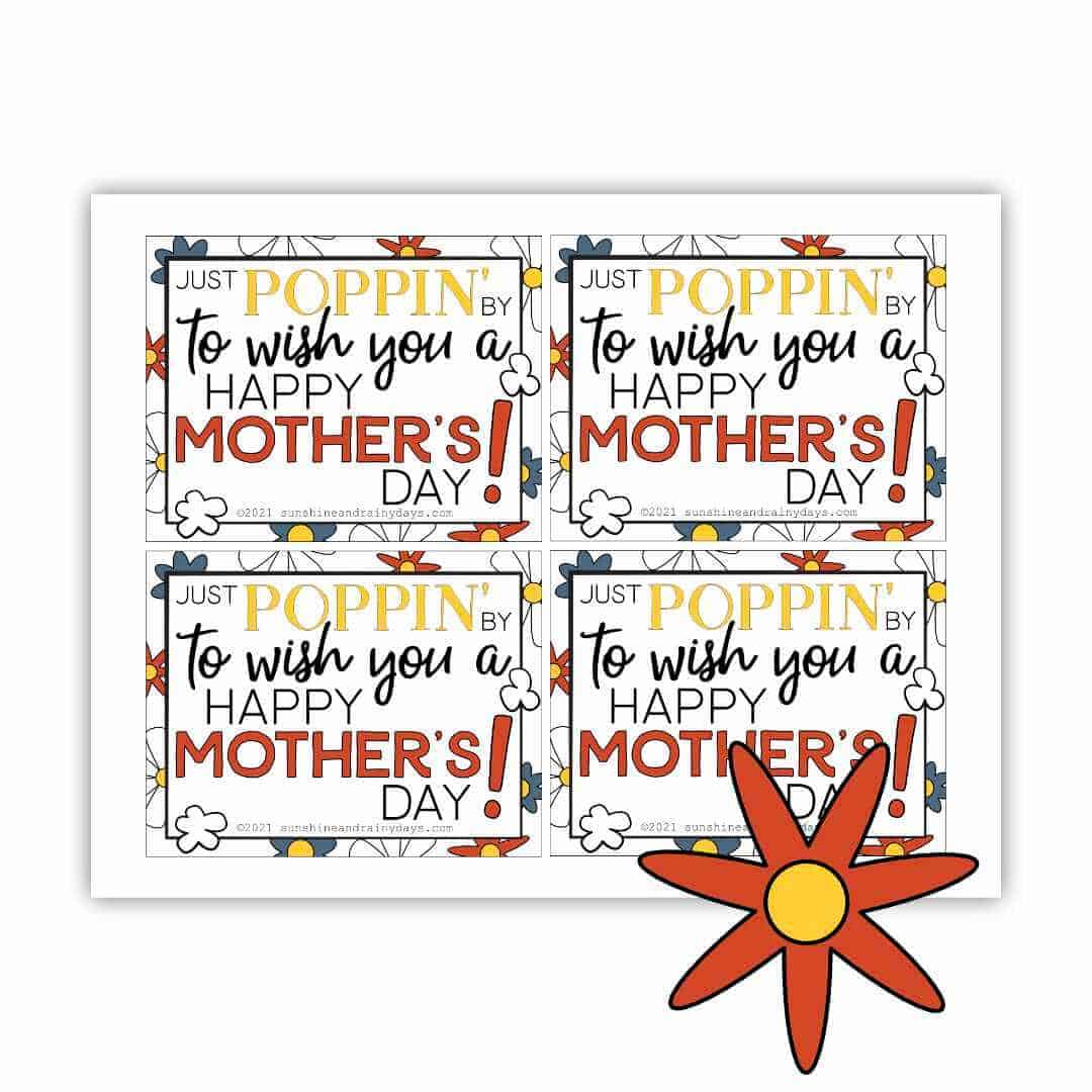 Mother's Day Microwave Popcorn Tag Sunshine and Rainy Days