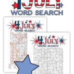 4th of July Word Search printables.