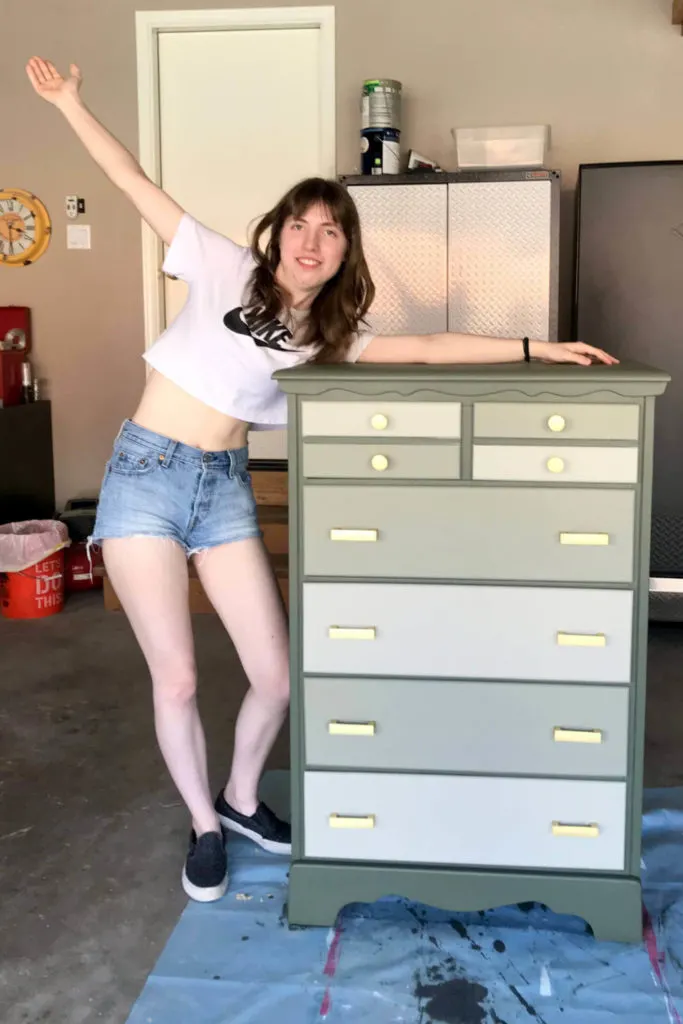 50+ year old chest of drawers, with a fresh coat of paint and new hardware!