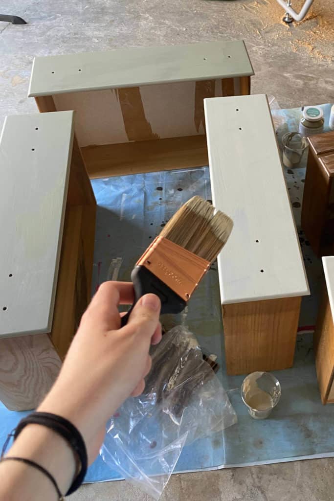 Painting chest of drawers, drawer fronts.