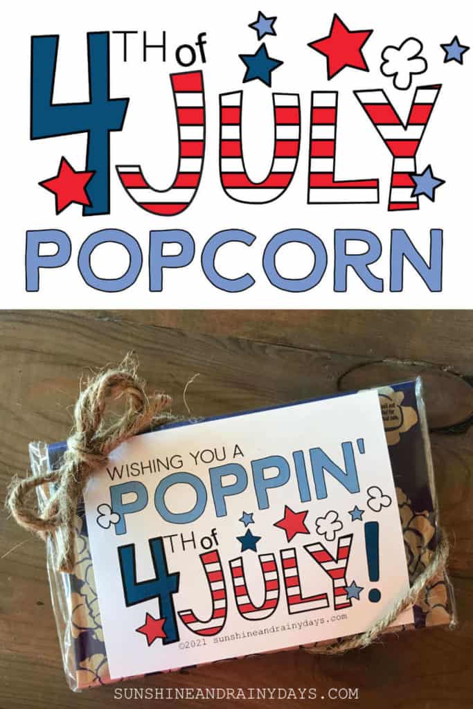 4th of July microwave popcorn tag.