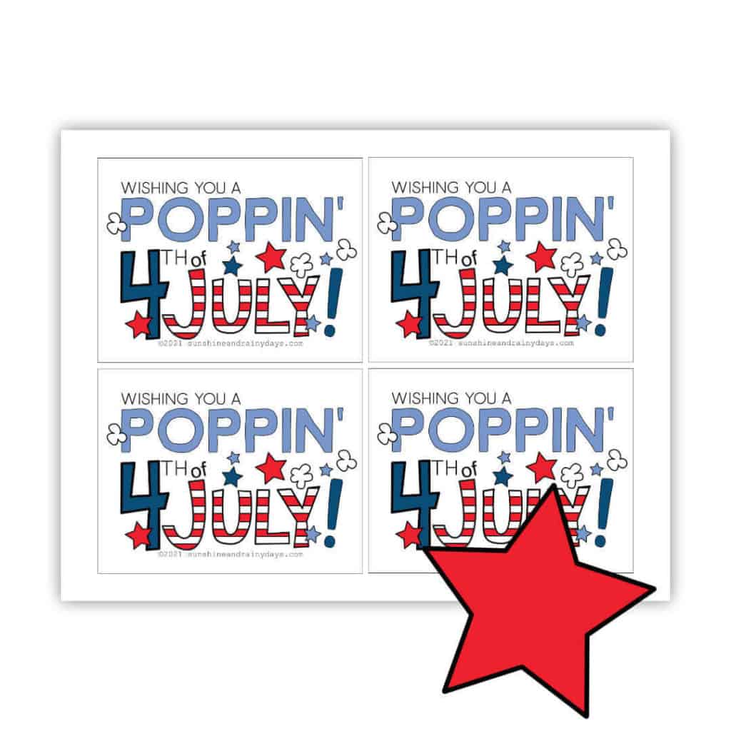 Poppin' 4th of July Microwave Popcorn Printable