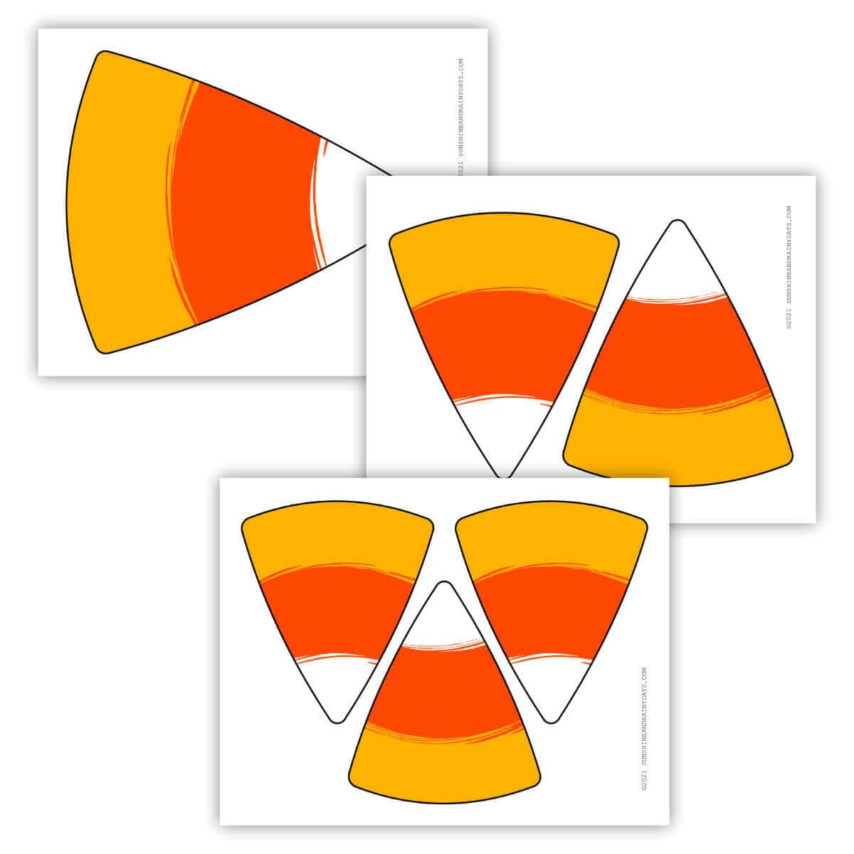 Image of printable candy corn pages that you can print to create a candy corn banner.