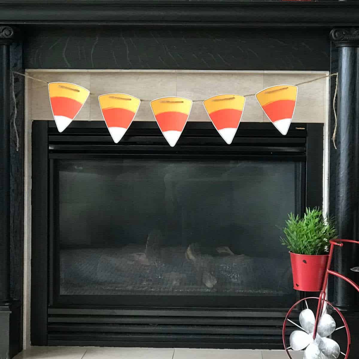 Candy corn banner made from printed candy corn images.