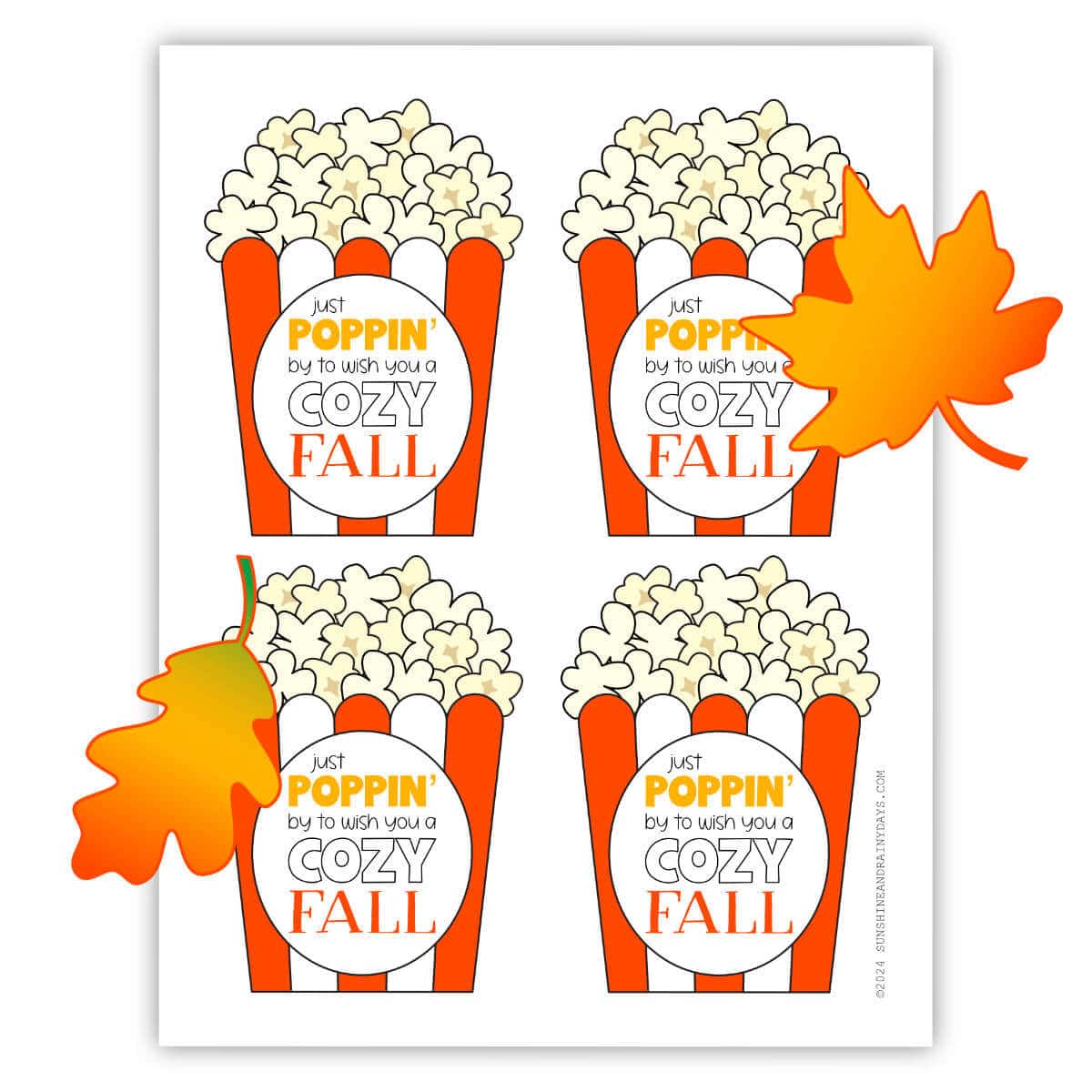 Image of printable popcorn tags for fall.