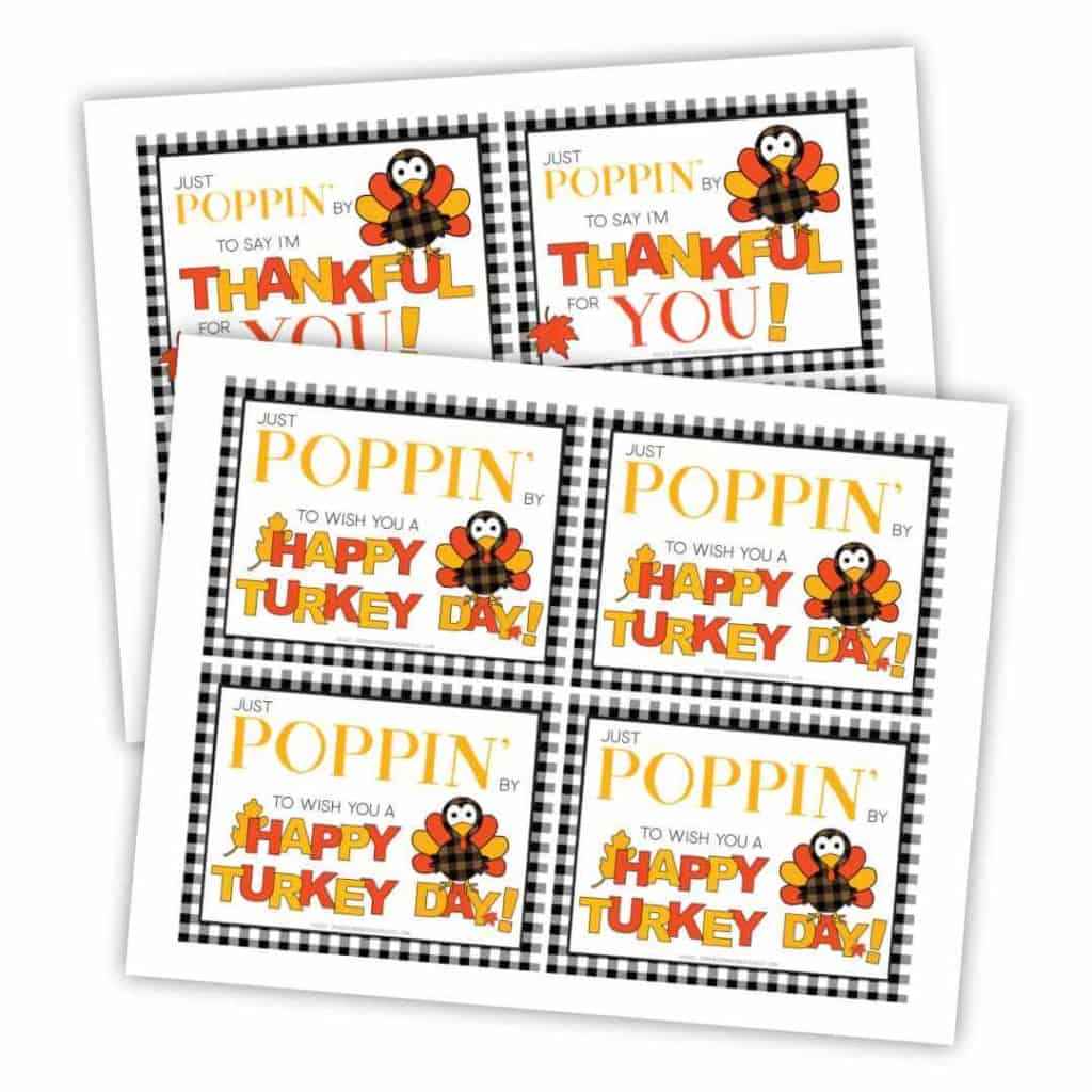 Thanksgiving popcorn tags to add to a bag of microwave popcorn.