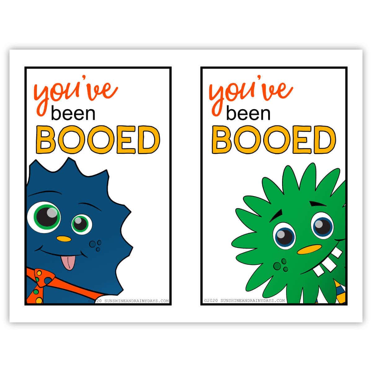 Two printable You've Been BOOed tags for Halloween.