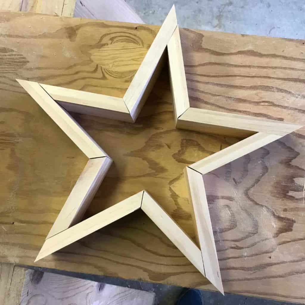 Wooden Star pieces dry fit together.