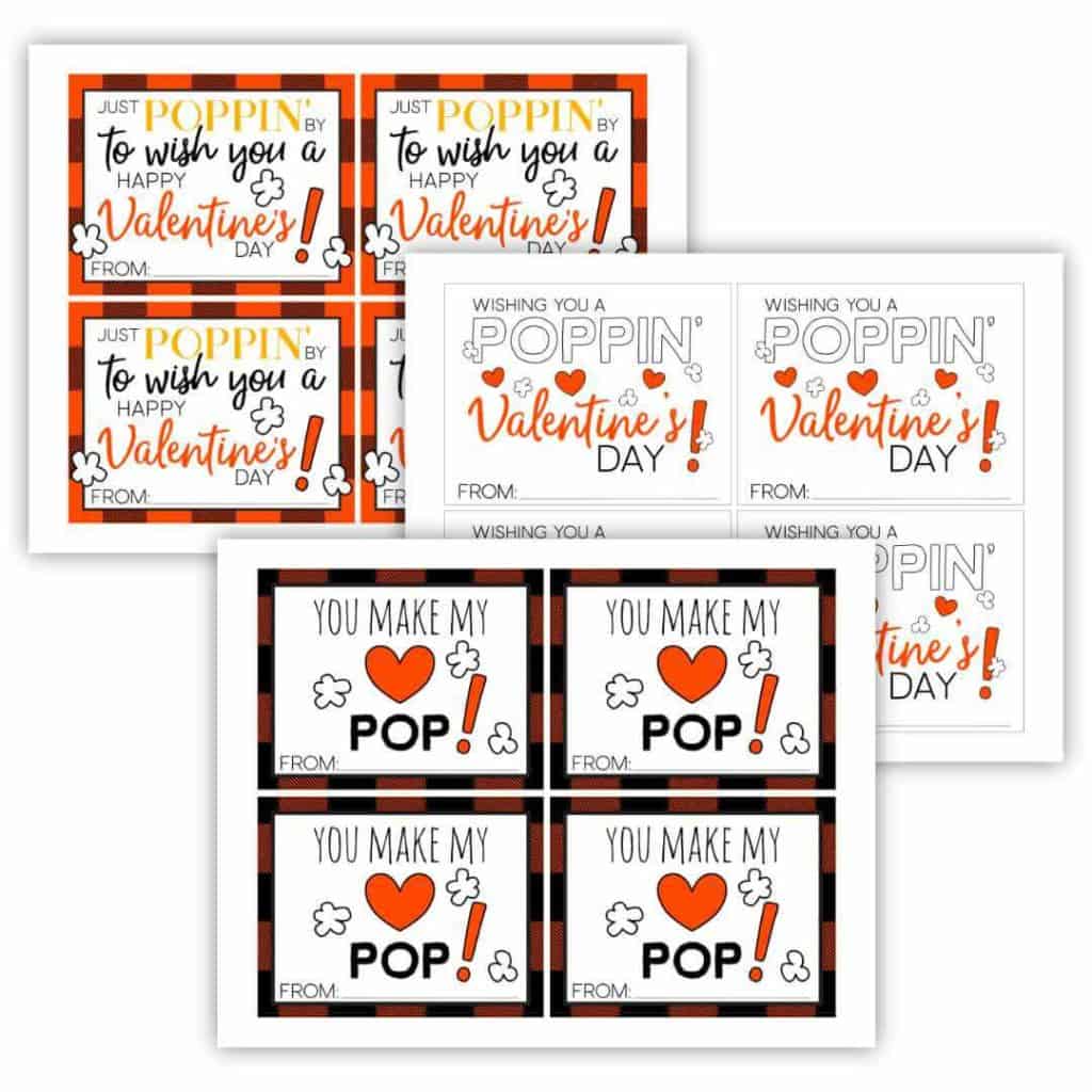 Fillable Popcorn Valentine Printables