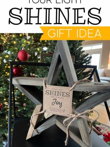 Your Light Shines Tag on a wooden star!
