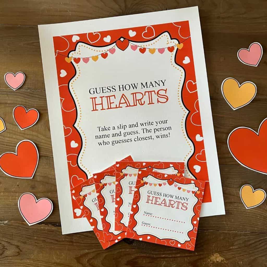 Guess How Many Hearts Valentine's Day Party Games For Adults printables.