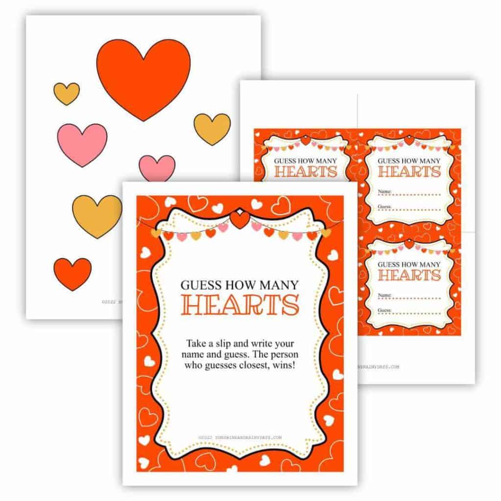 Guess How Many Hearts Valentine Game printables.