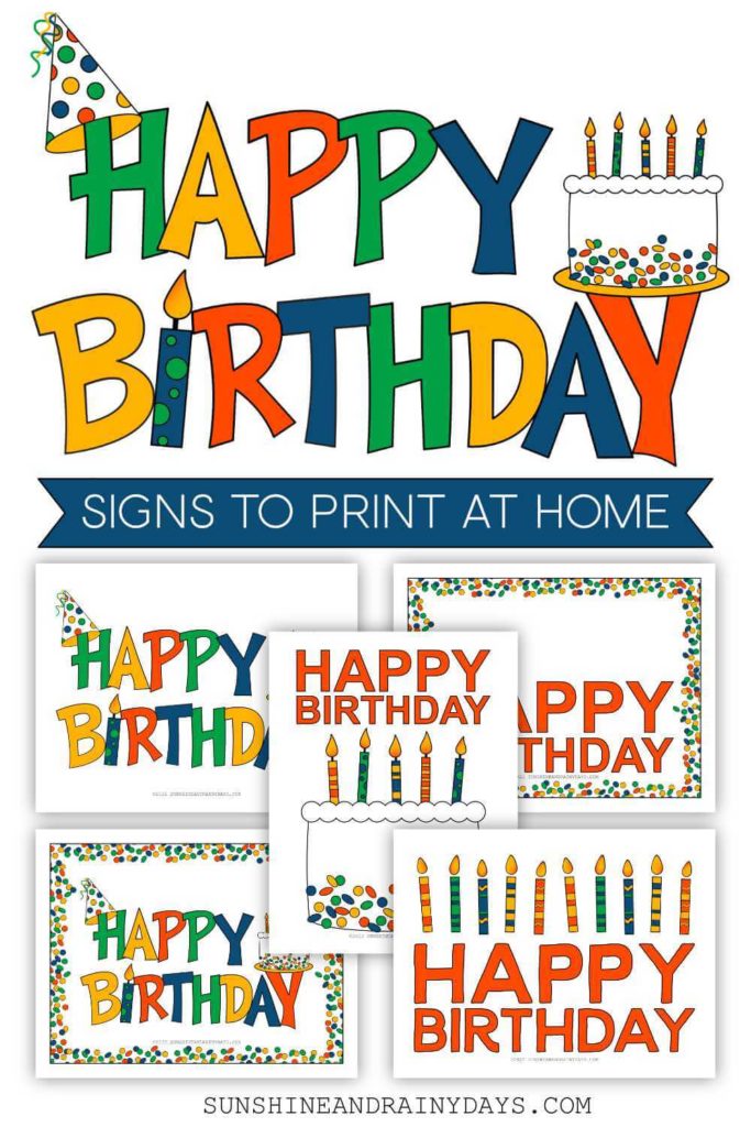 Happy Birthday Sign printables to print at home.