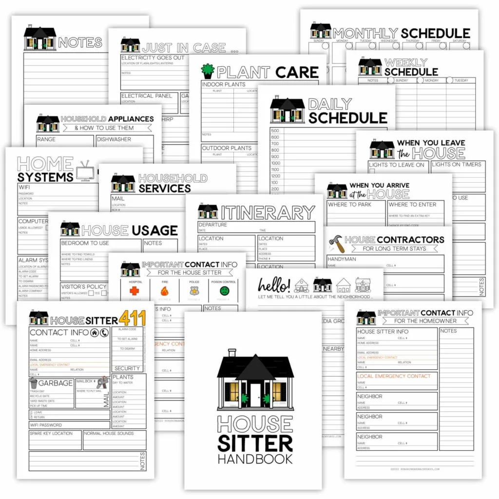 House Sitter information sheets.