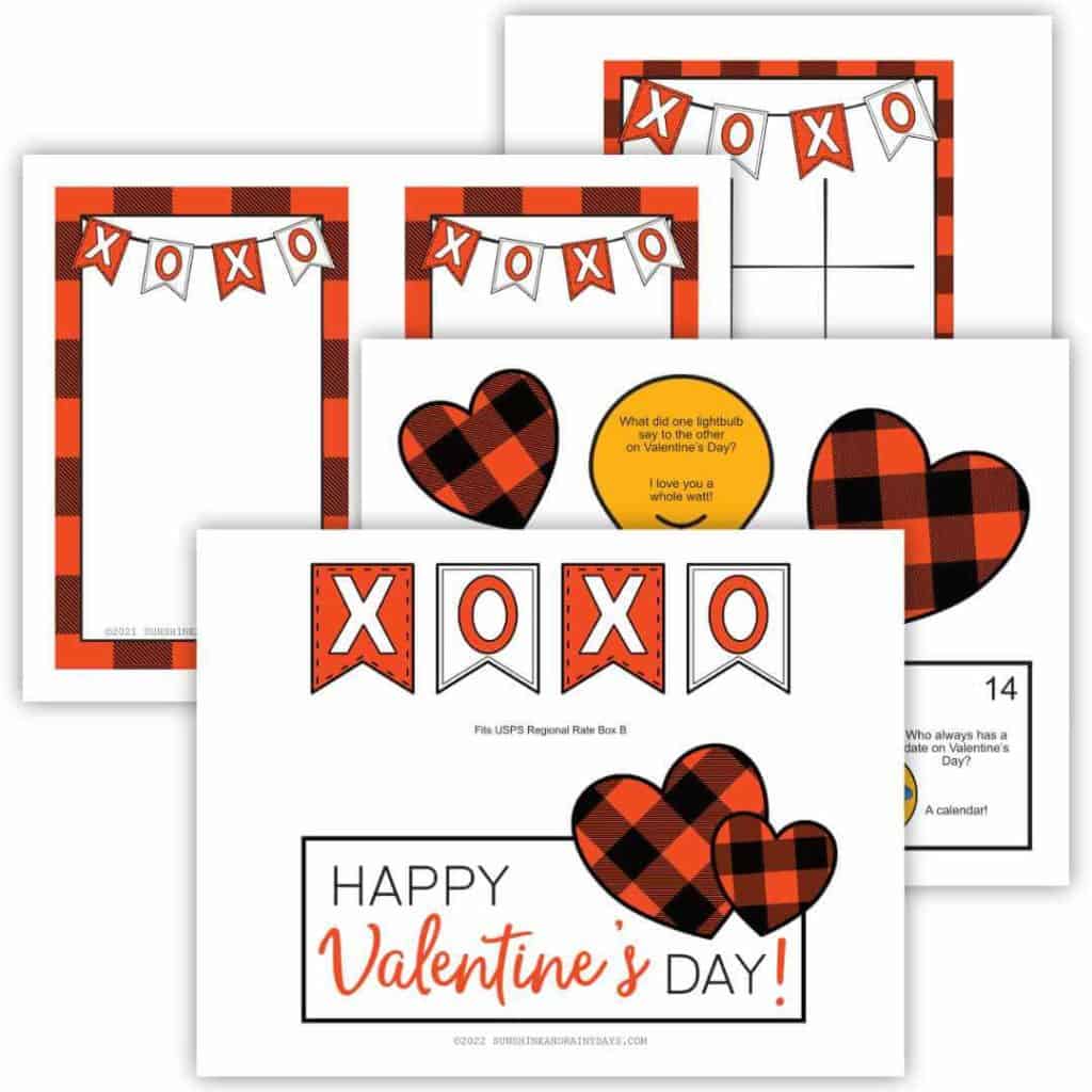 Valentine Care Package box flap printables.