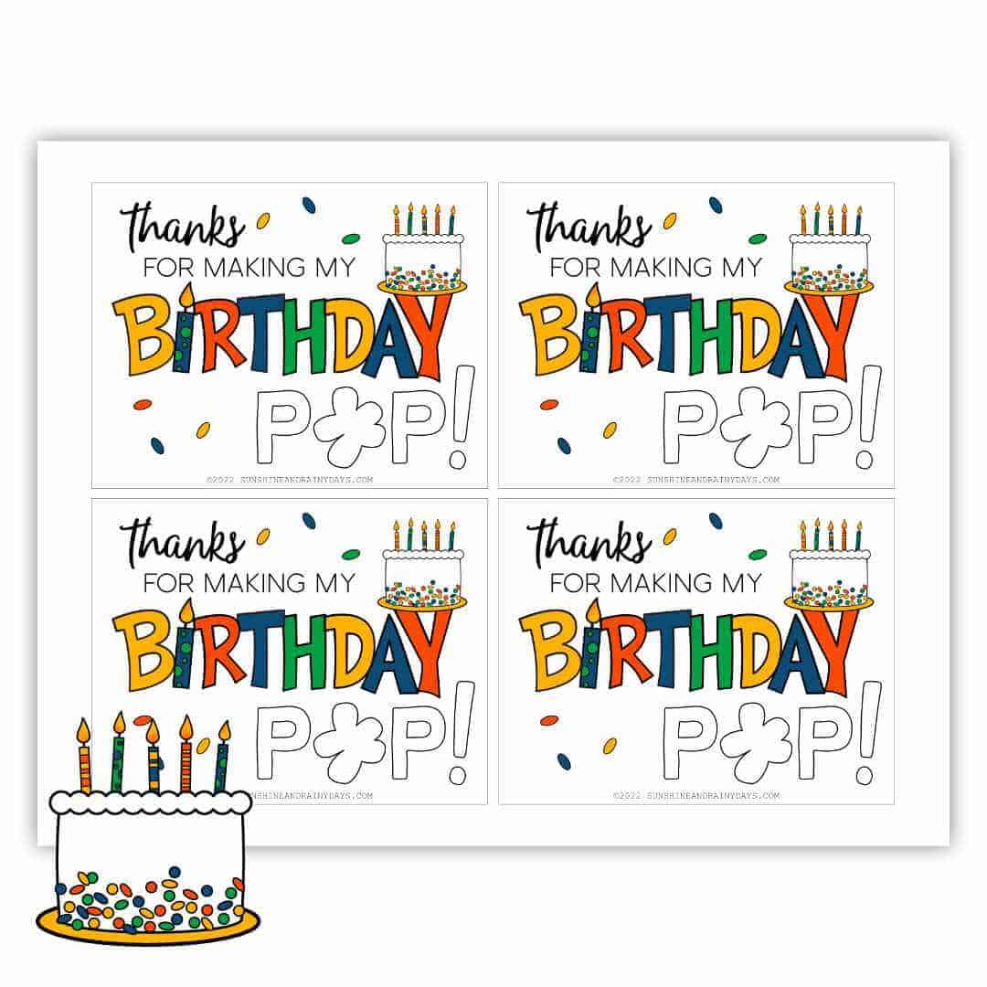 Microwave popcorn Birthday Party Favor printable.