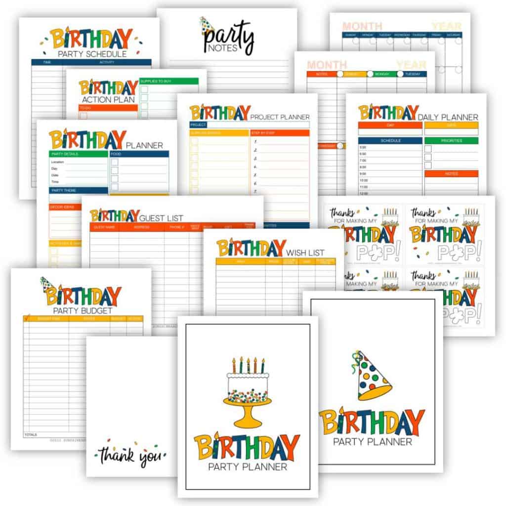 Birthday Party Planner printable pages.