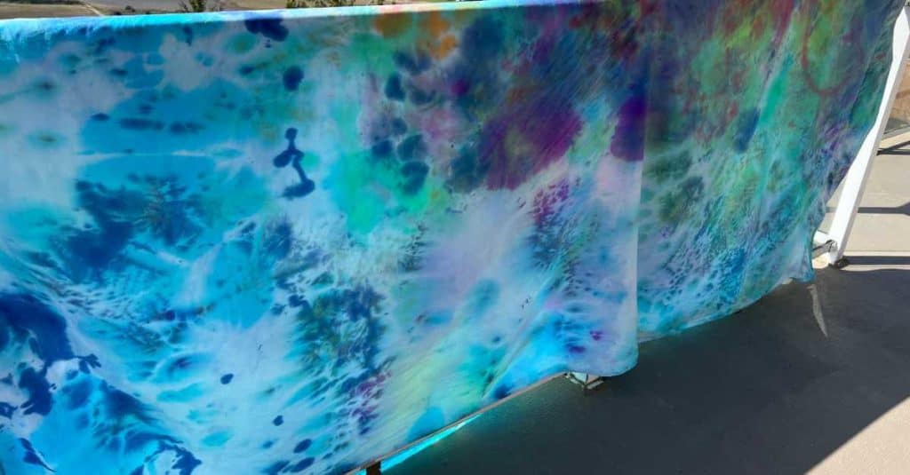 Tie dyed table cloth.
