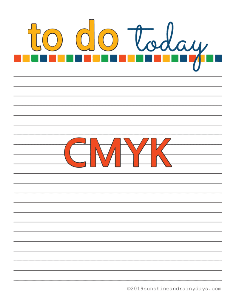 To Do Today printable in CMYK.