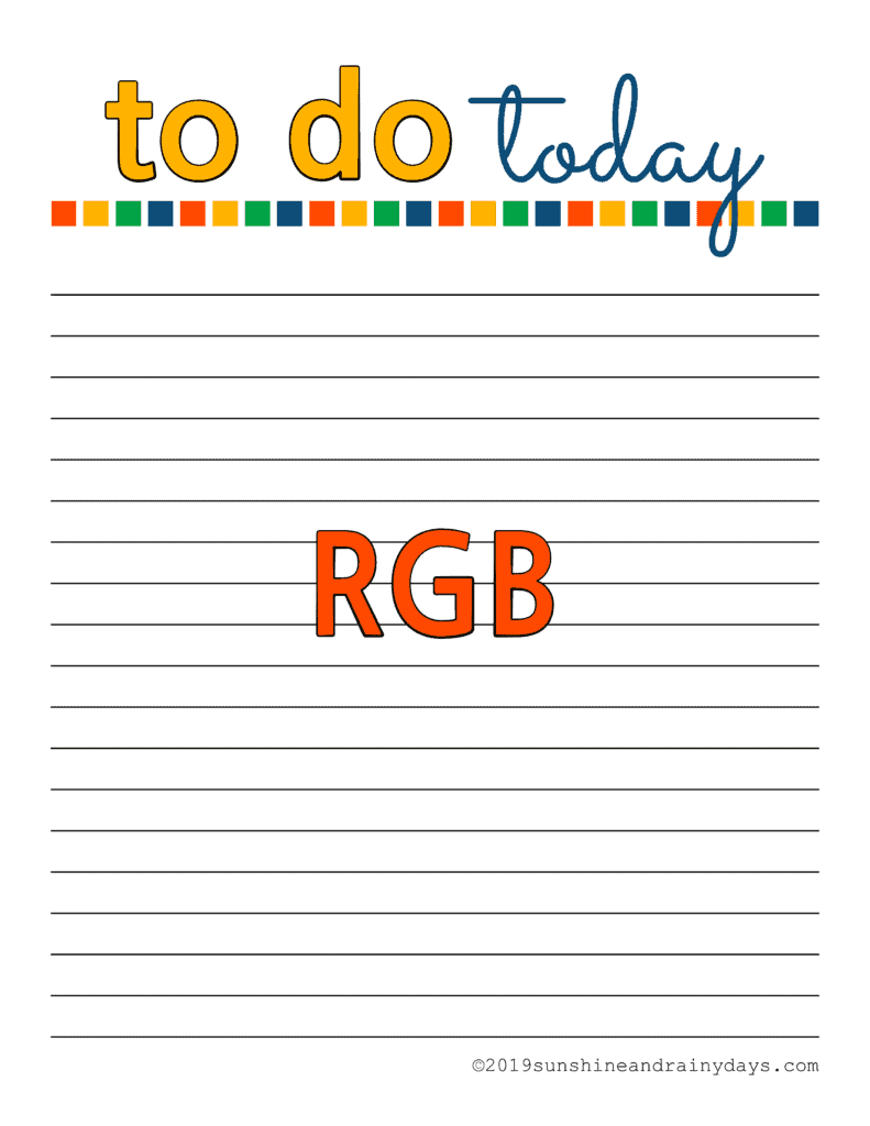 To Do Today printable in RGB.