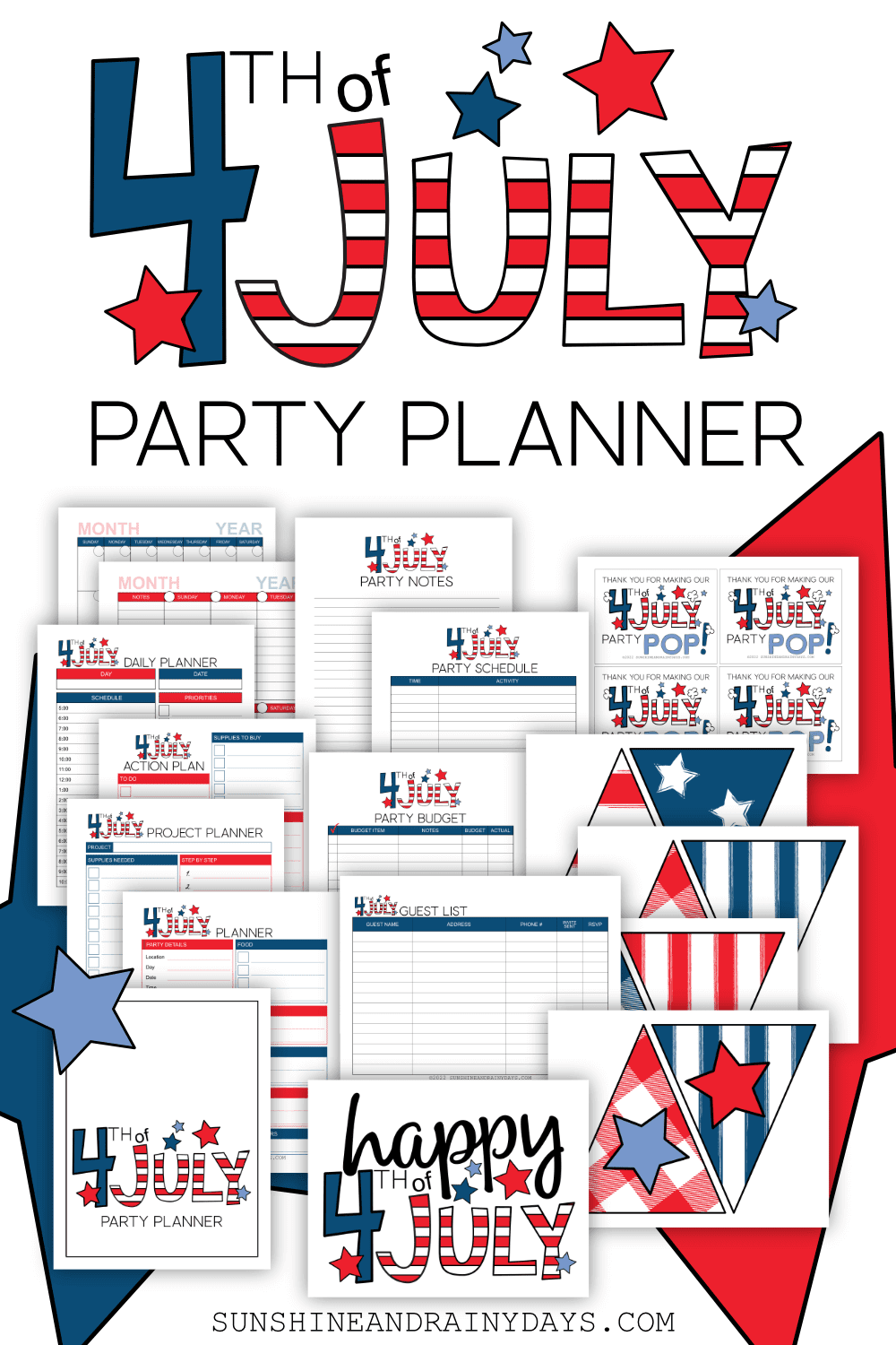 4th of July Party Planner - Sunshine and Rainy Days