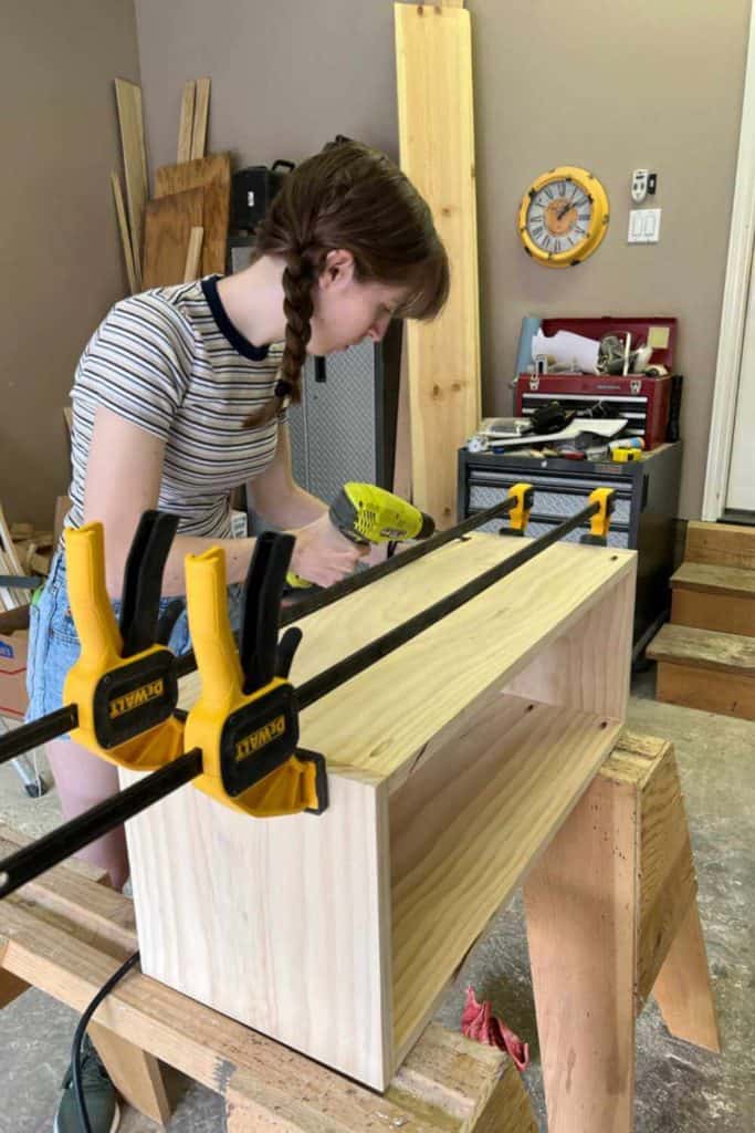 Assembling DIY Bookshelf boxes out of wood.