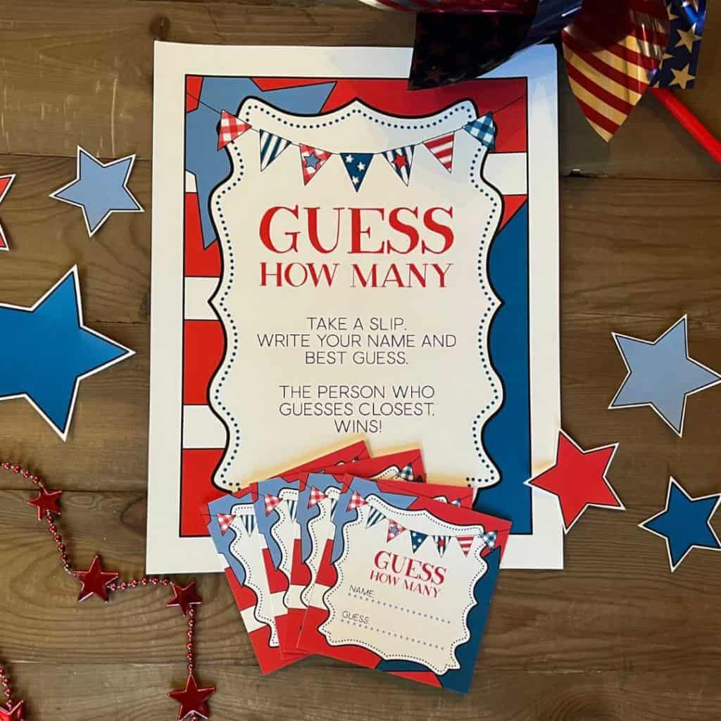 4th of July Party Game Idea - Guess How Many printables.