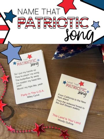 Name That Patriotic Song Game Cards