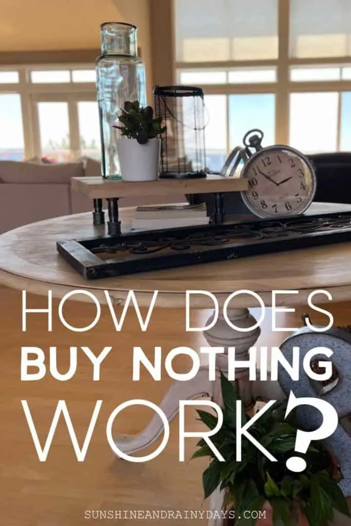 A table gifted on Buy Nothing with the text, 'How Does Buy Nothing Work?'