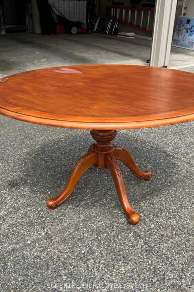 Kitchen table that needs to be refinished.