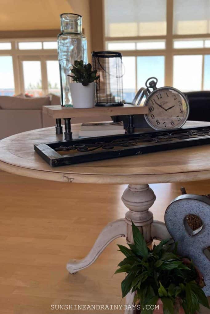 Refinished table, decorated as an entry table.