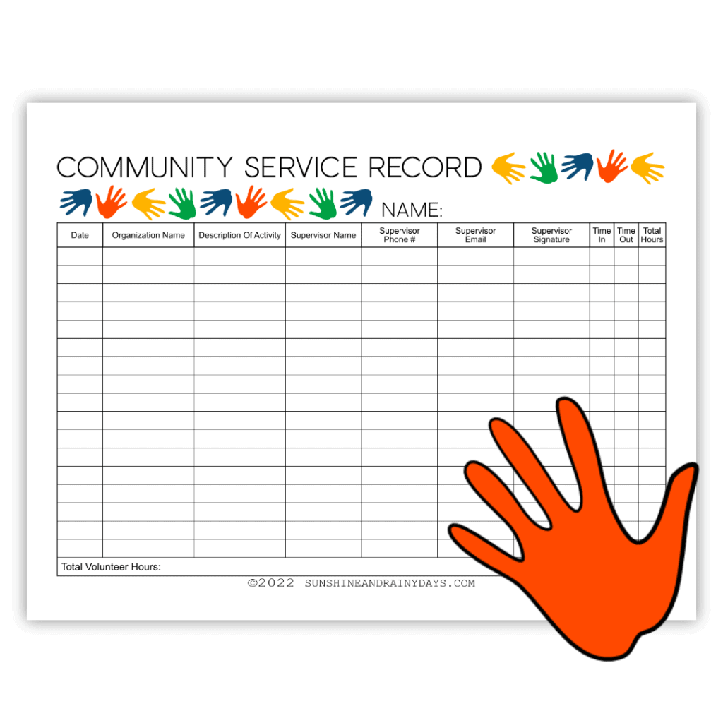 Community Service Record Sheet