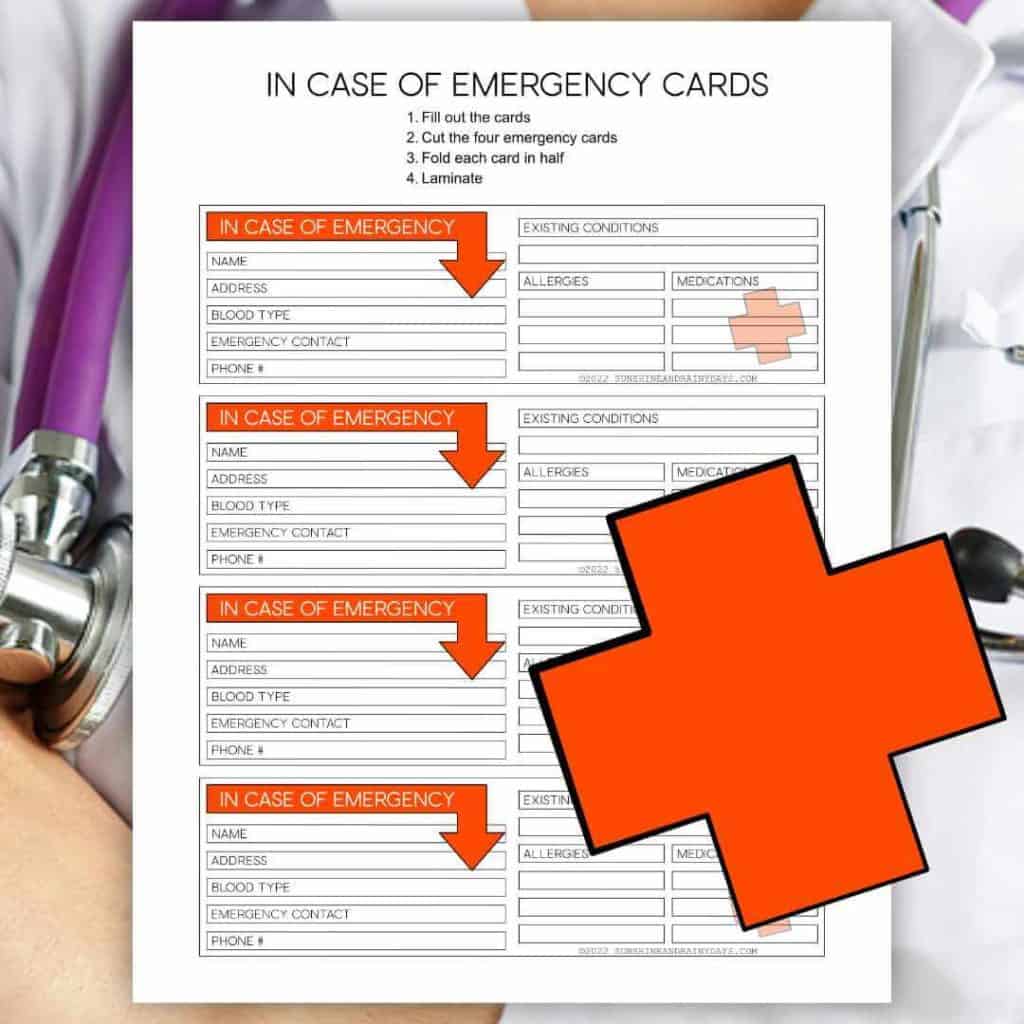 Editable In Case Of Emergency Card printable.