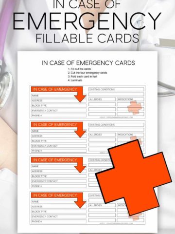 Editable In Case Of Emergency Card printable.