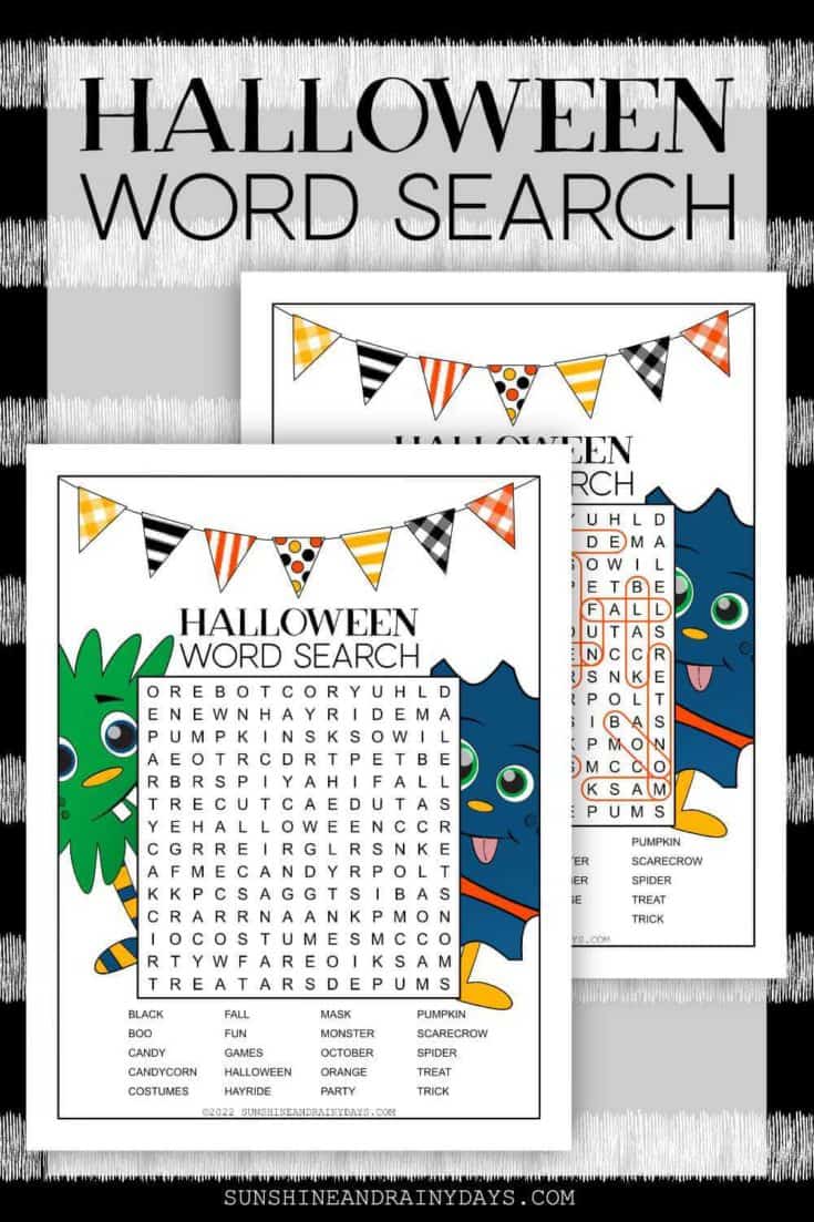 Halloween Word Search Printable - Sunshine and Rainy Days