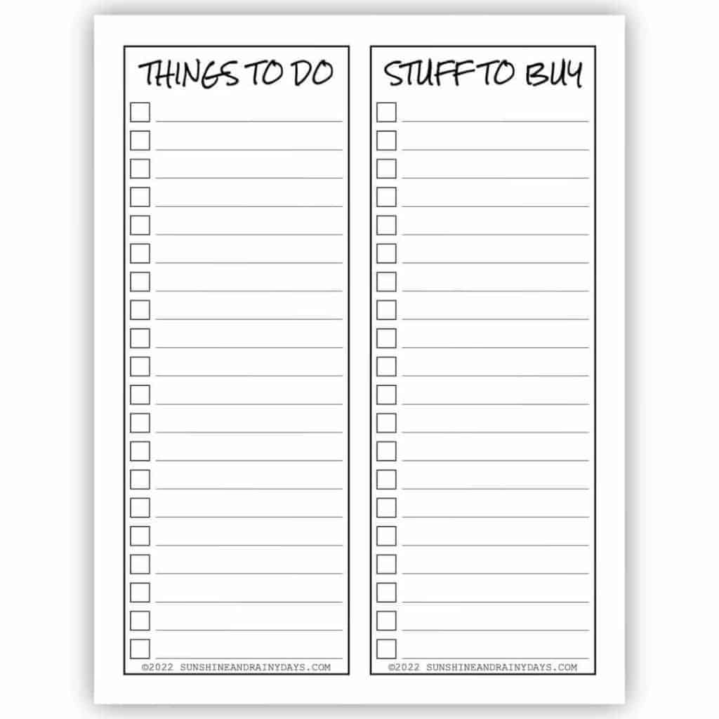 Things To Do Checklist