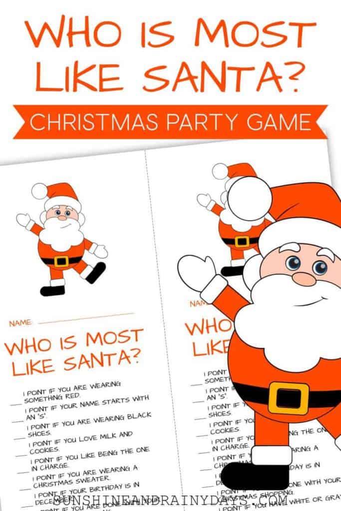 Who is most like Santa game printable.