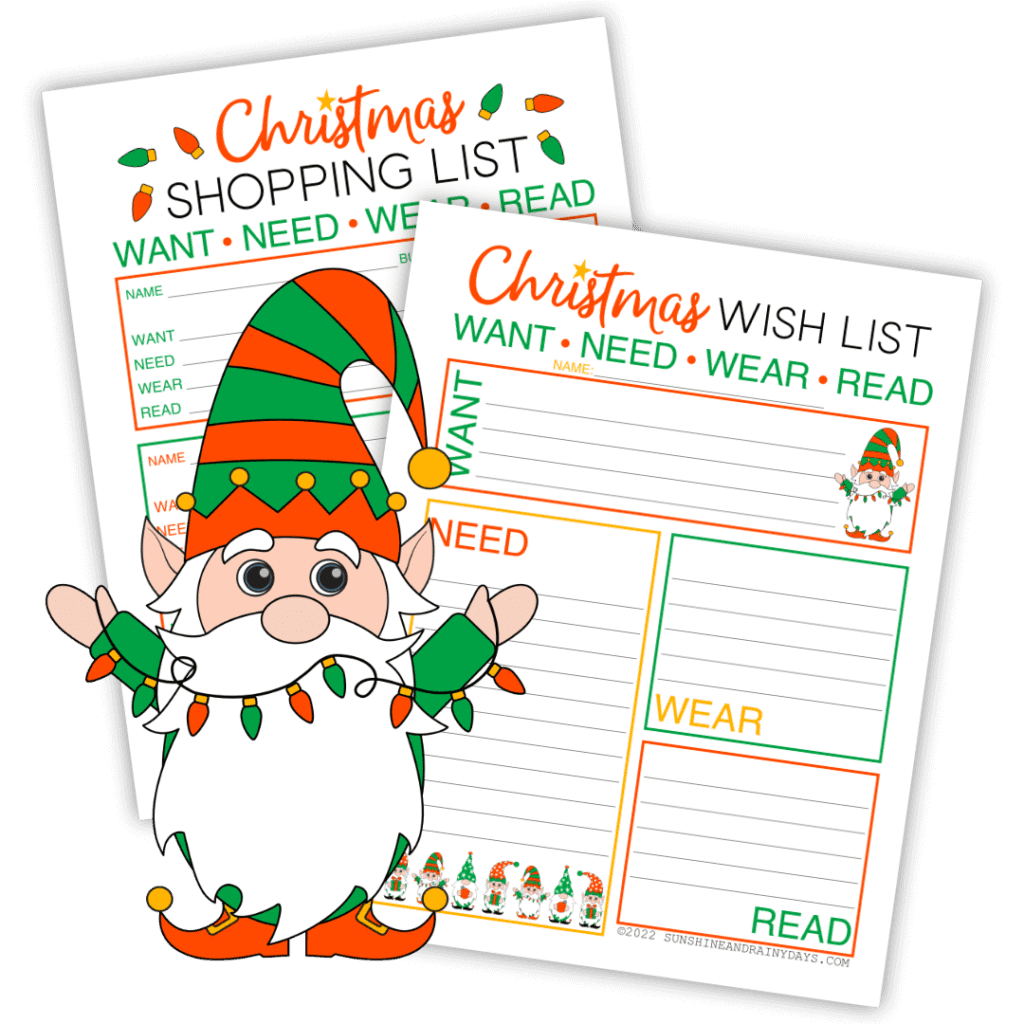 Christmas Wish List Printable: Want, Need, Wear, Read - Overstuffed Life