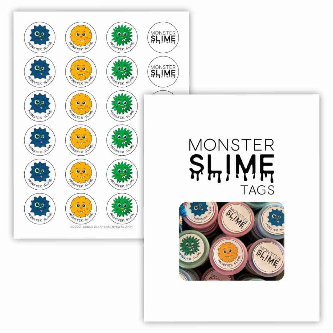 Printable Monster Slime Tags for Halloween.