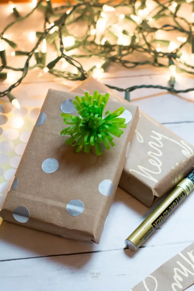 Upcycle brown paper bags to create your own unique wrapping paper!