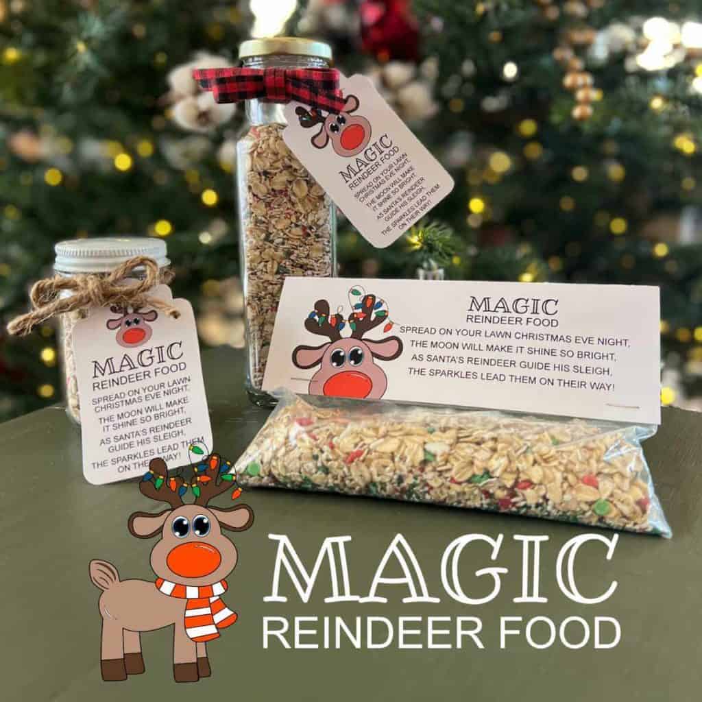 Magic Reindeer Food in a snack bag and in jars.