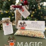 Magic Reindeer Food in a snack baggie and jars, with Magic Reindeer Food Poem.