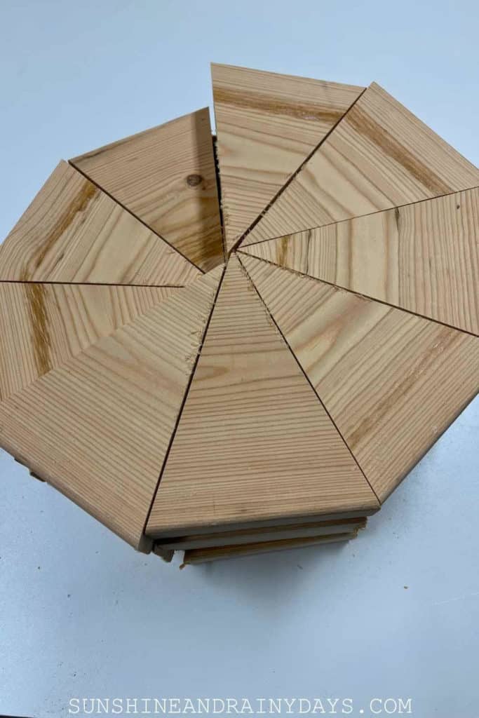 2 x 8 x 8 cut into triangles to make DIY Christmas trees.