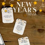 New Year's Trivia Questions on printable game cards with the answers.